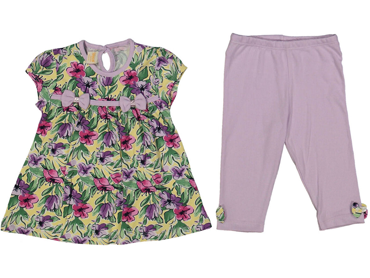 ÇİÇEK DESENLİ FİYONKLU KIZ TAKIM