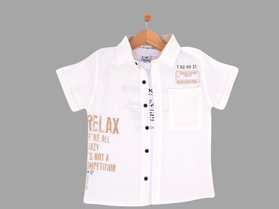 RELAX BASKILI T-SHIRTLÜ MÜSLİN ERKEK GÖMLEK