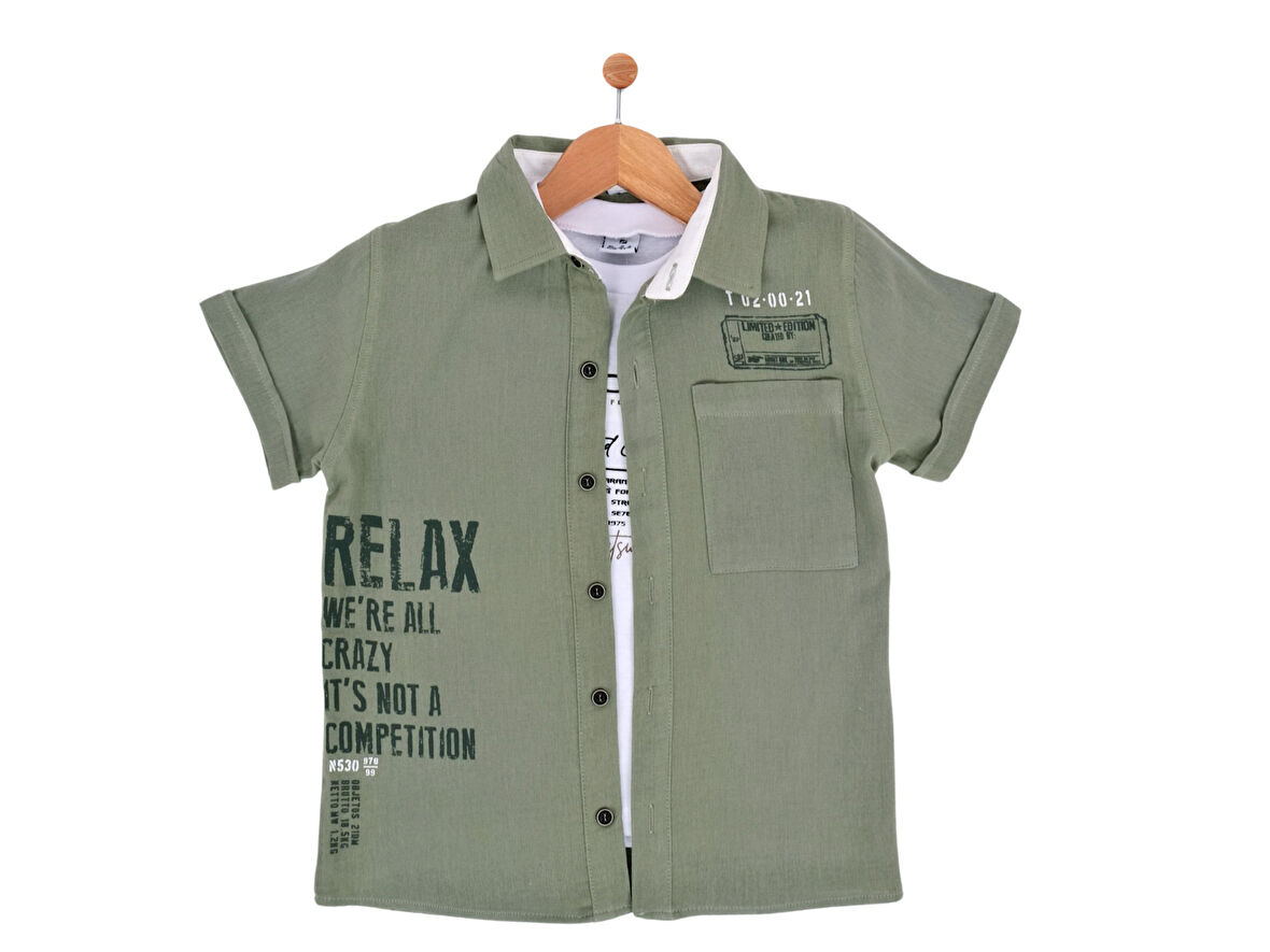 RELAX BASKILI T-SHIRTLÜ MÜSLİN ERKEK GÖMLEK