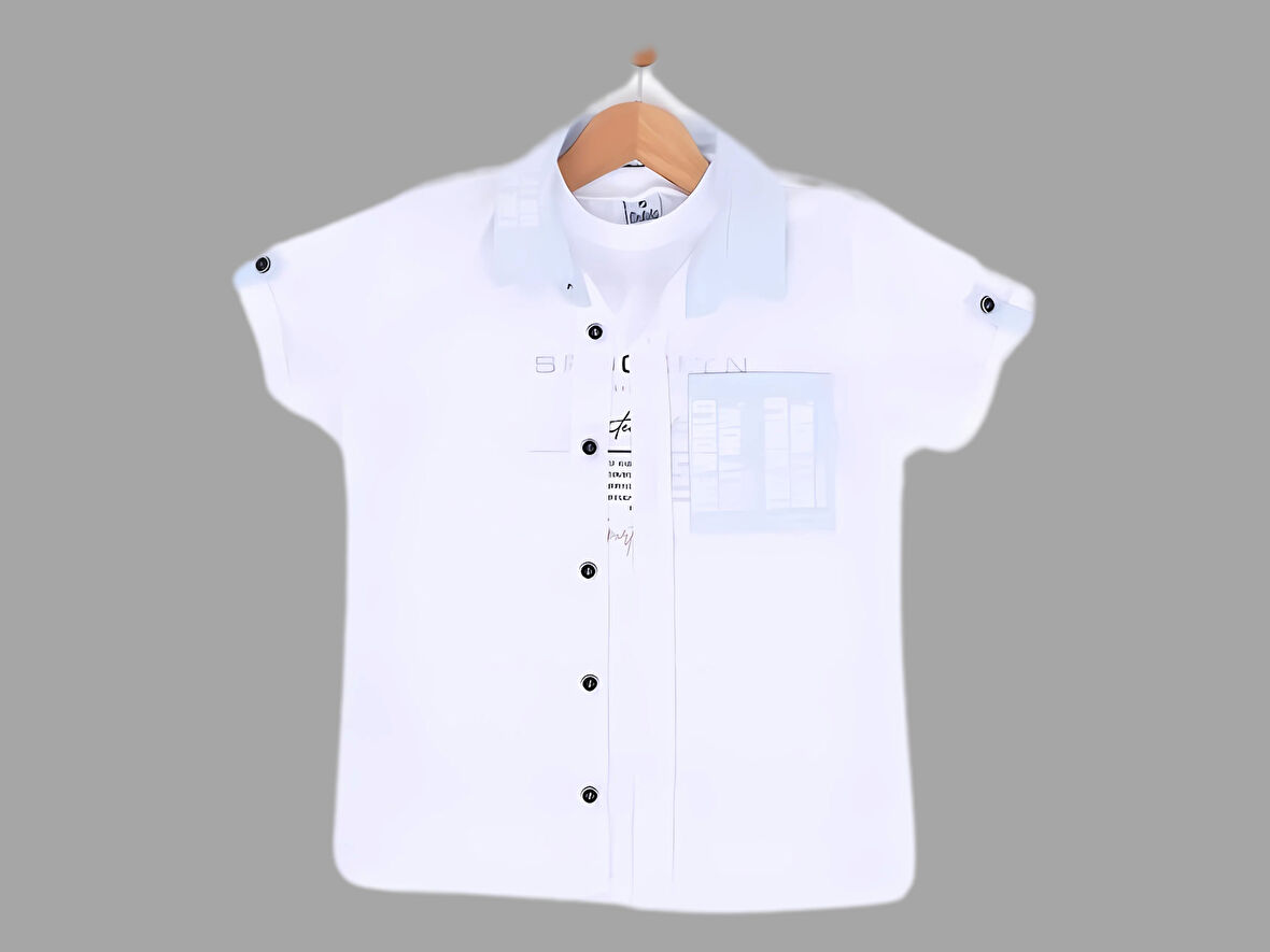 CEP-YAKA BASKILI T-SHIRTLÜ MÜSLİN ERKEK GÖMLEK