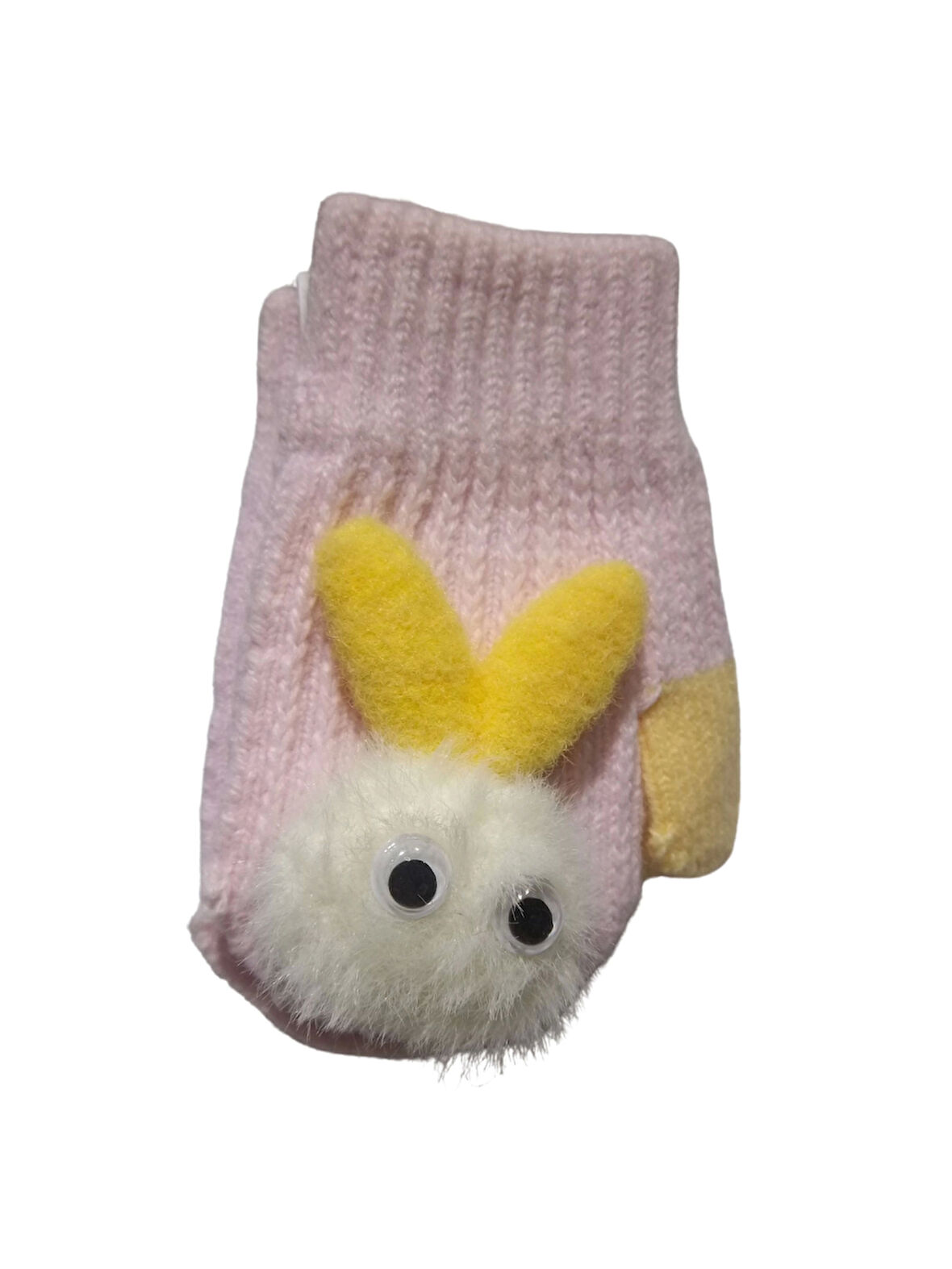PELUŞ TAVŞANLI ÖRME KIZ ELDİVEN