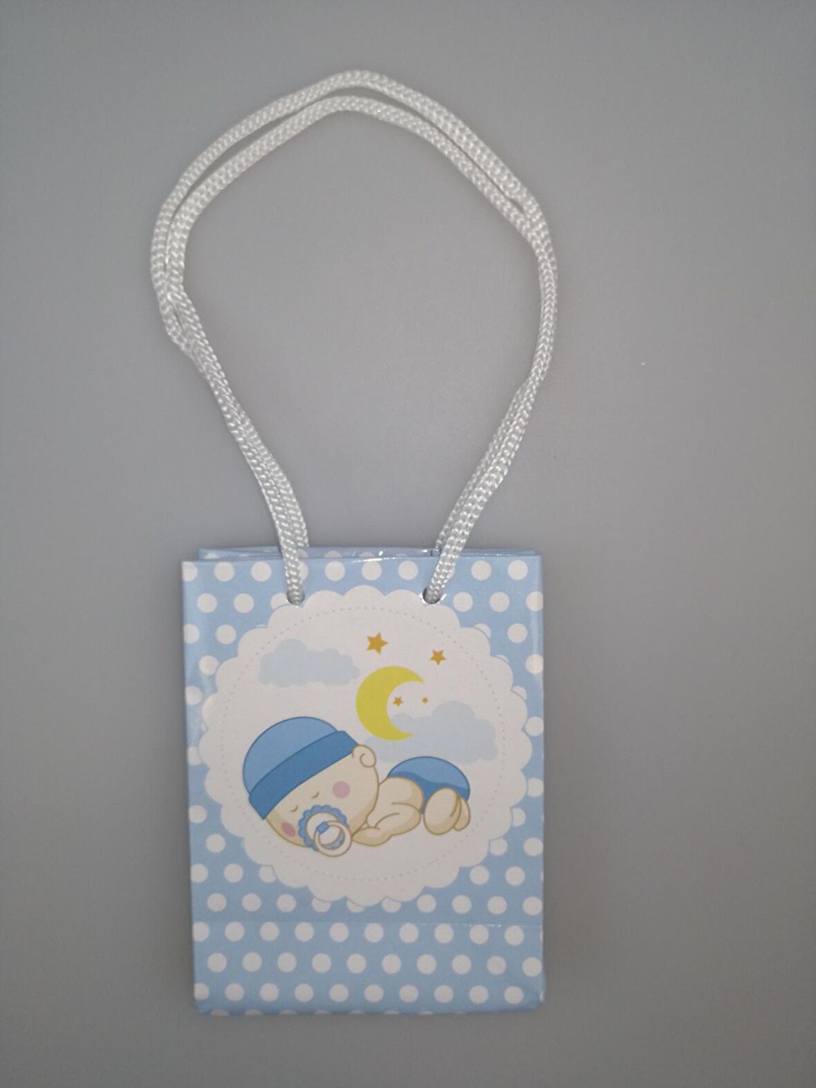 KARTON ÇANTA MAVİ BEBEKLİ 8CM X 11CM - 1 ADET