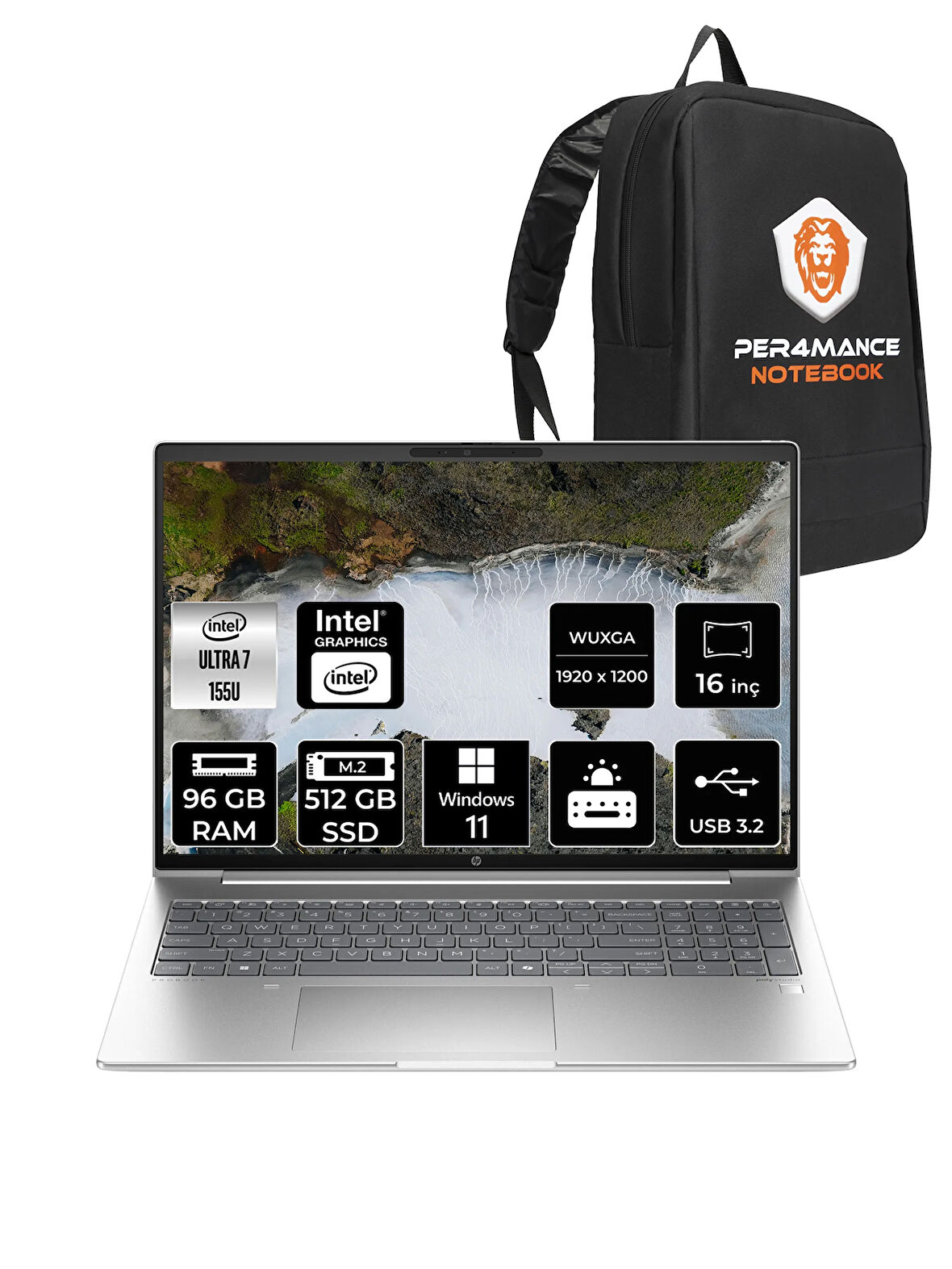 HP ProBook 460 İntel Core Ultra 7 155U 96GB 512GB SSD 16'' WUXGA W11H A23BCEA & PER4 ÇANTA