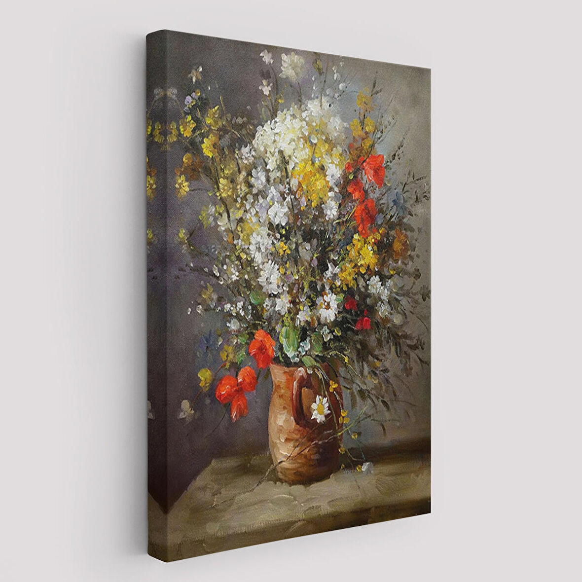 Vazodaki Renkli Çiçekler Duvar Tablosu-6119