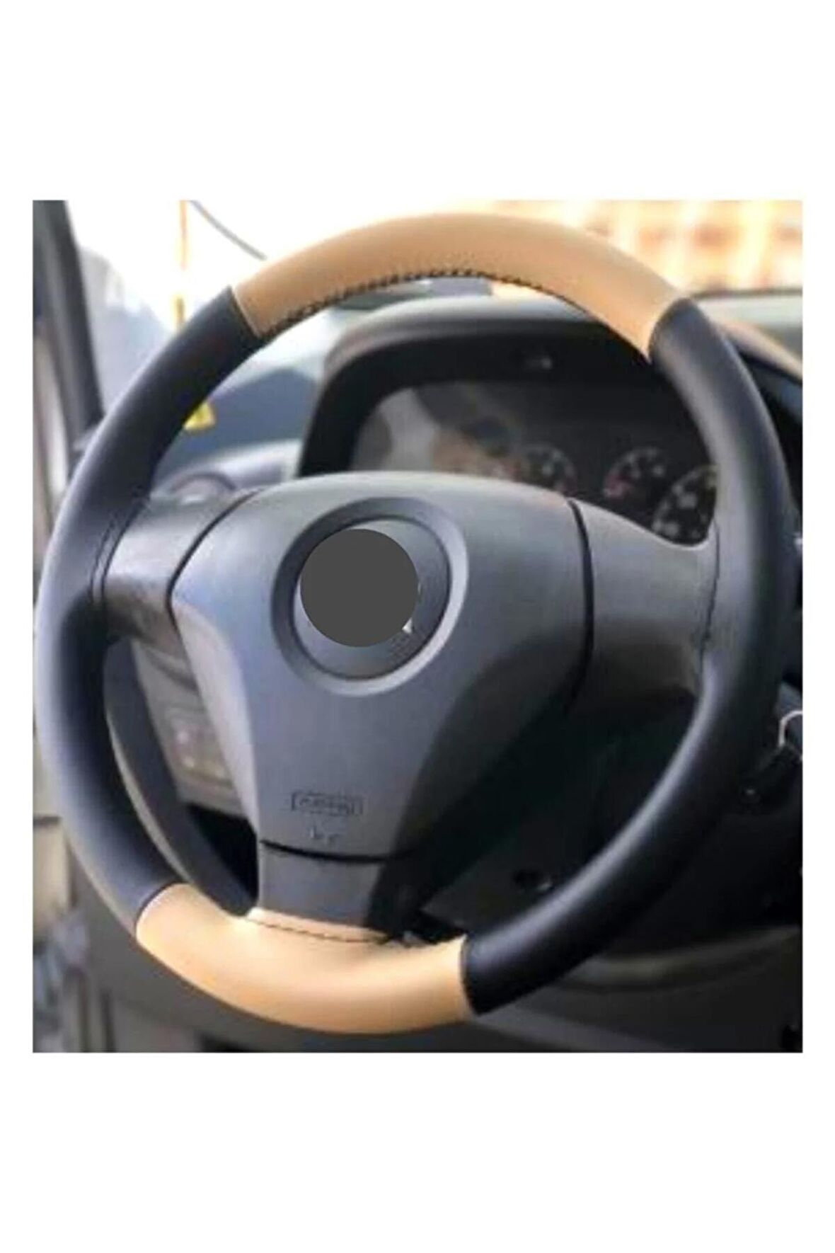 Fiat Egea Iki Renkli Dikmeli Direksiyon Kılıfı Bej-Siyah