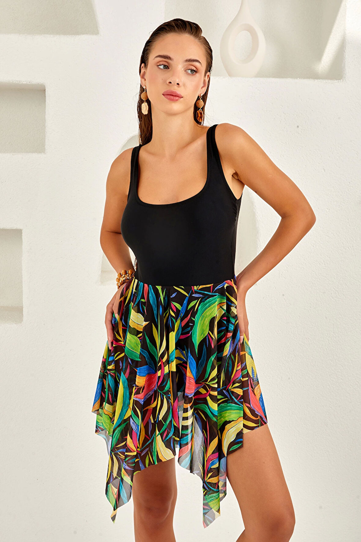 Lapieno 4120 Tül Detaylı Elbise Mayo