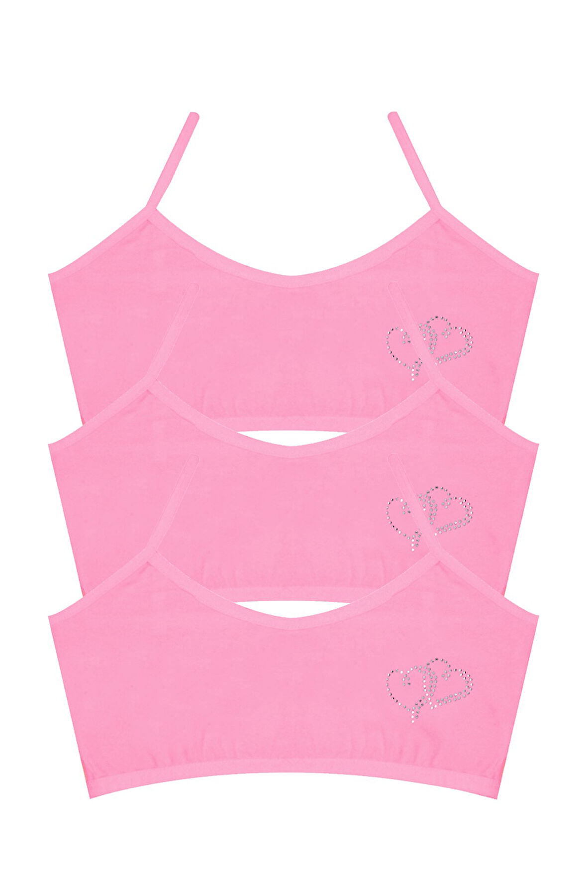 Öts Kız Çocuk Büstiyer 3'lü Taş Baskılı Pedsiz (%96 Pamuk - %4 Elastan)