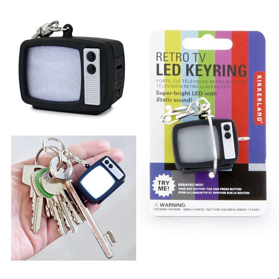 Kikkerland RETRO TV LED KEYCHAIN Işıklı ve Sesli Anahtarlık