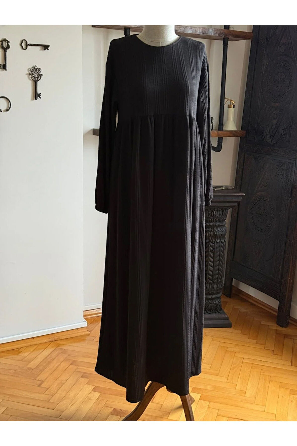 Robalı Saç Örme Elbise 2404 NAVRA |