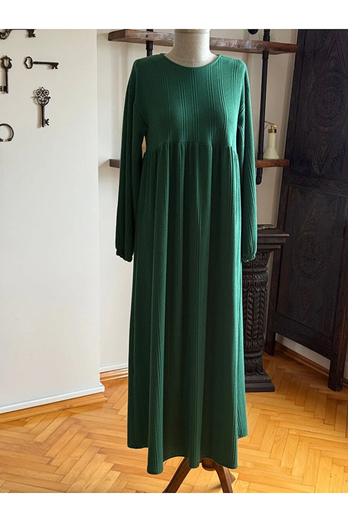 Robalı Saç Örme Elbise 2404 NAVRA |