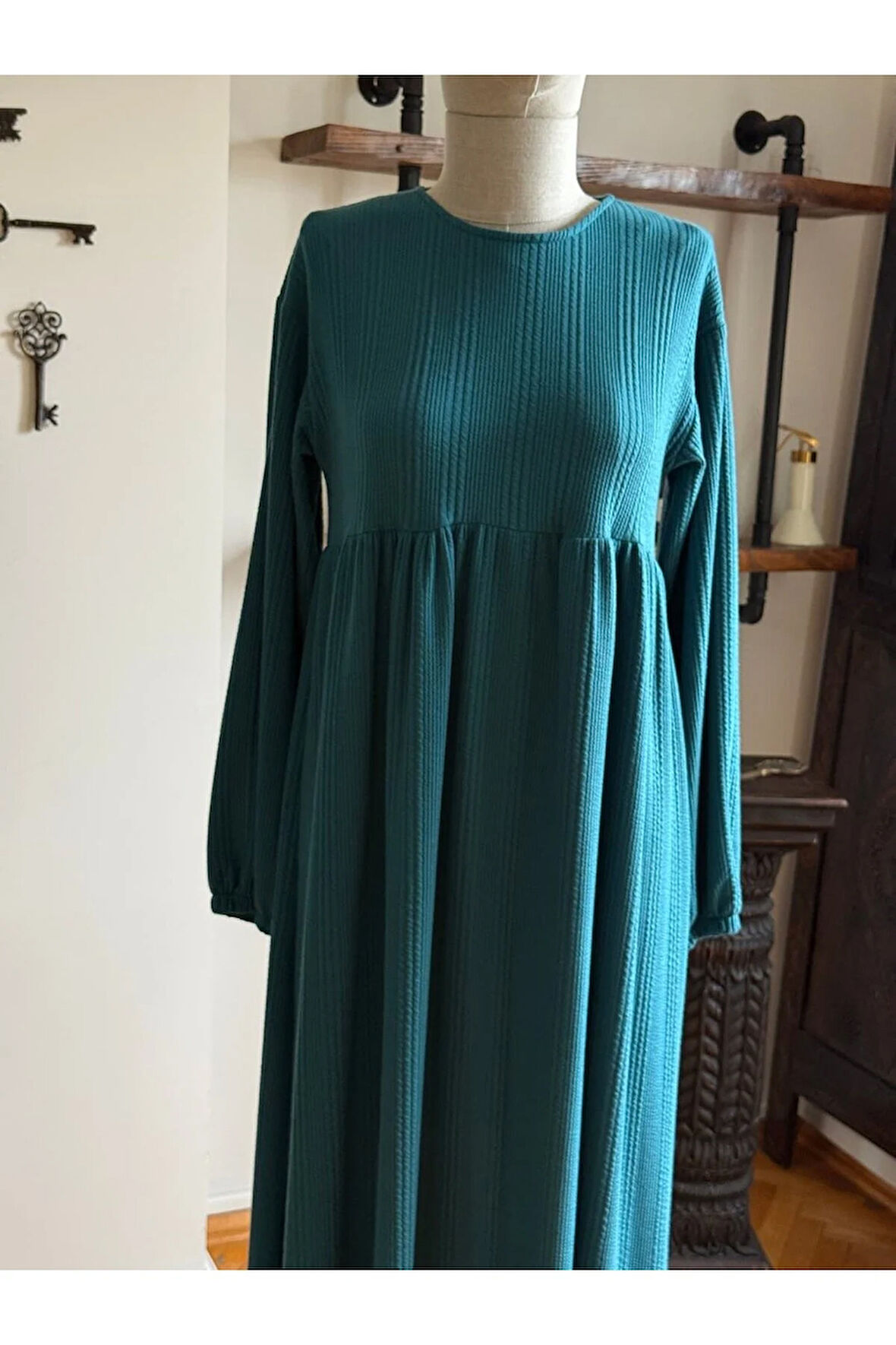 Robalı Saç Örme Elbise 2404 NAVRA |