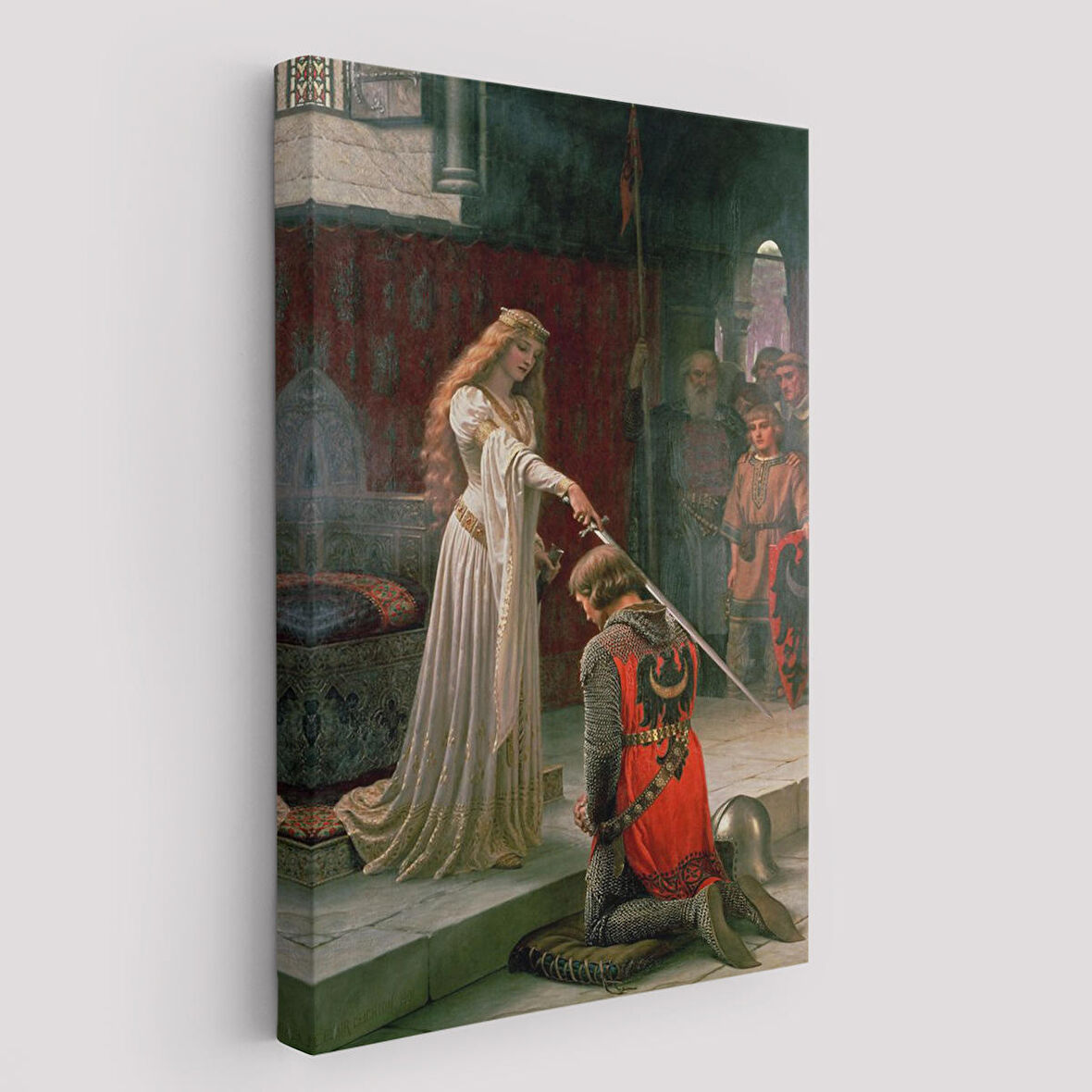 Edmund Leighton The Accolade Dekoratif Duvar Tablosu-6130