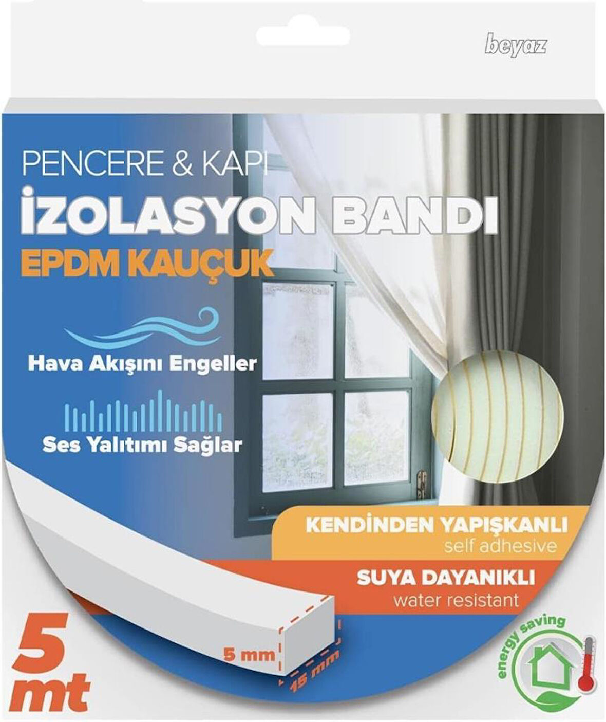 Kapı ve Pencere İzolasyon Bandı Beyaz 5m