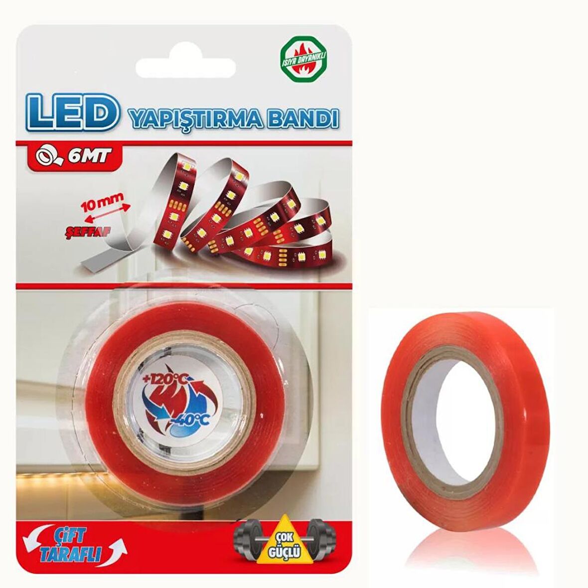 Led Şeridini Yapıştırma Bandı Şeffaf 10mm x 6mt 