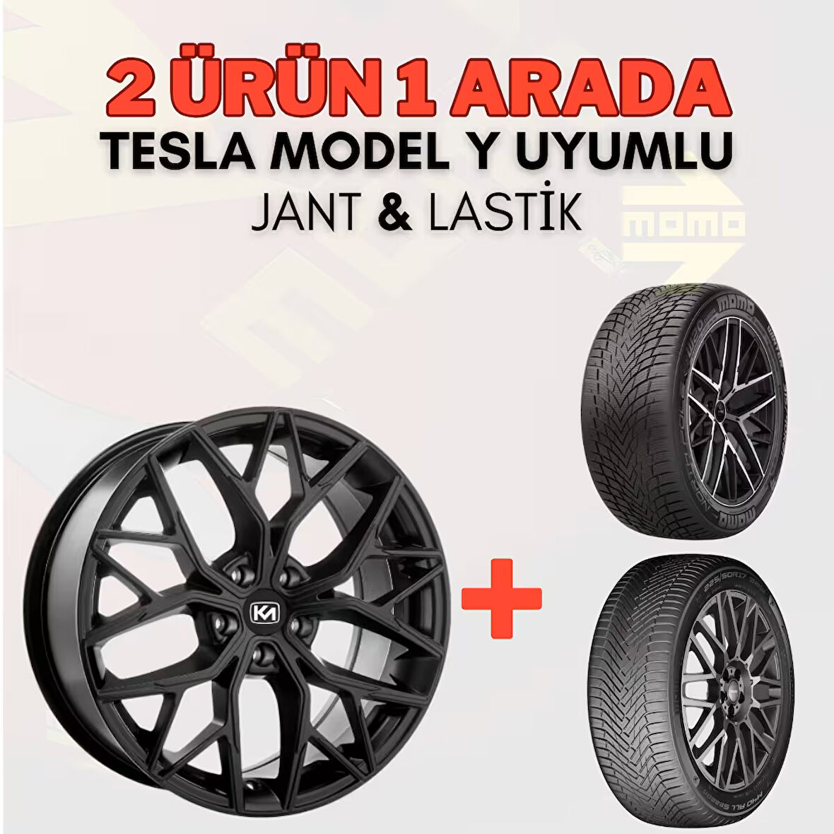 Kormetal Tesla Model Y Uyumlu KM 3419 19" Jant 4 Adet + Momo 255/45R19 Kış Lastiği 4 Adet ( Üretim Yılı: 2025 )