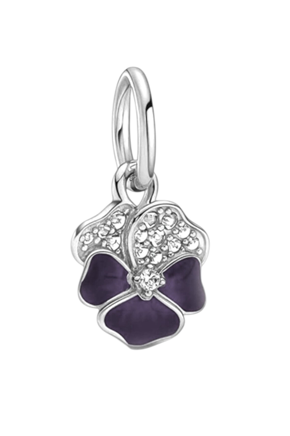 Koyu Mor Menekşe Charm | 925 Ayar Gümüş