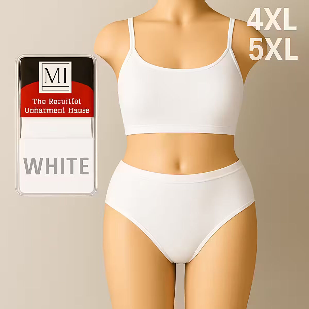 Kadın MI Külot Büyük Beden Yüksek Bel 1. Kalite Beyaz Renk 4XL ve 5XL Seçenekleriyle