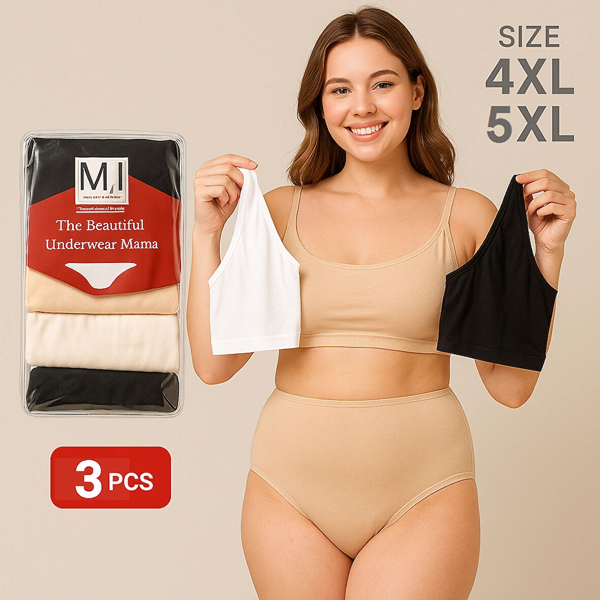 Kadın Büyük Beden (MI Emay 6141 4XL ve 6152 5XL) 3'lü Yüksek Bel 1. Kalite Bato Külot