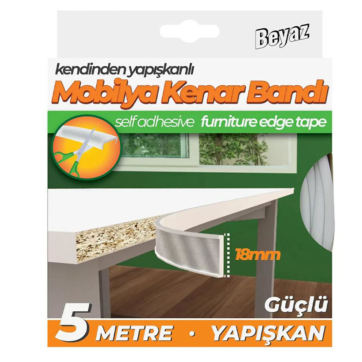 Masa Sehpa Kenar Koruma Bandı Beyaz 18mmX5mt