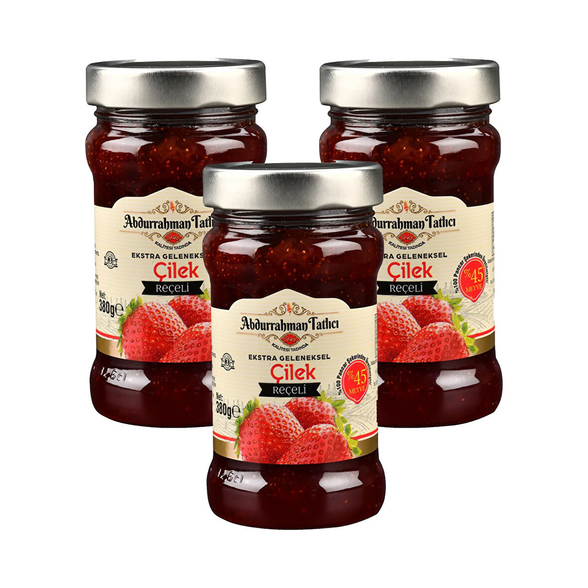 Abdurrahman Tatlıcı Çilek Reçeli 380 gr Cam x 3 Adet