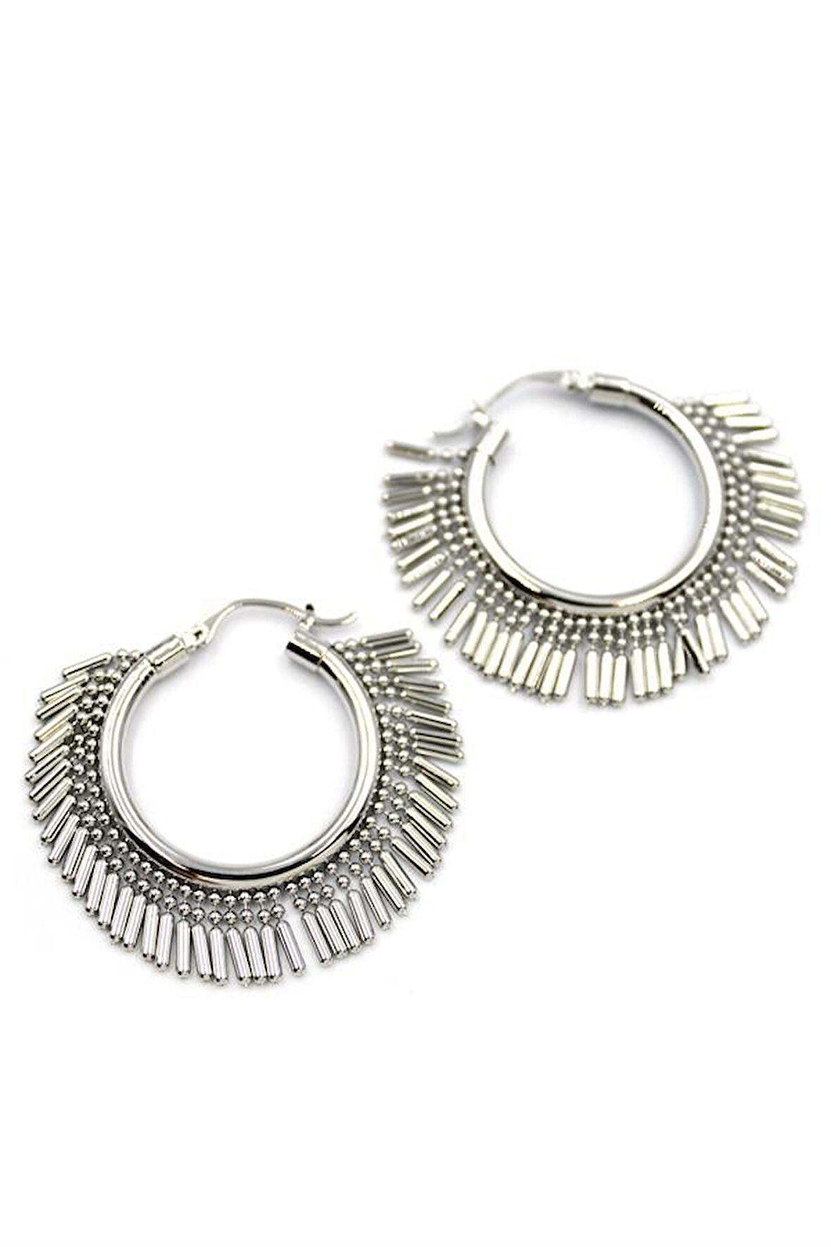 Sallantılı Halka Küpe - Gümüş