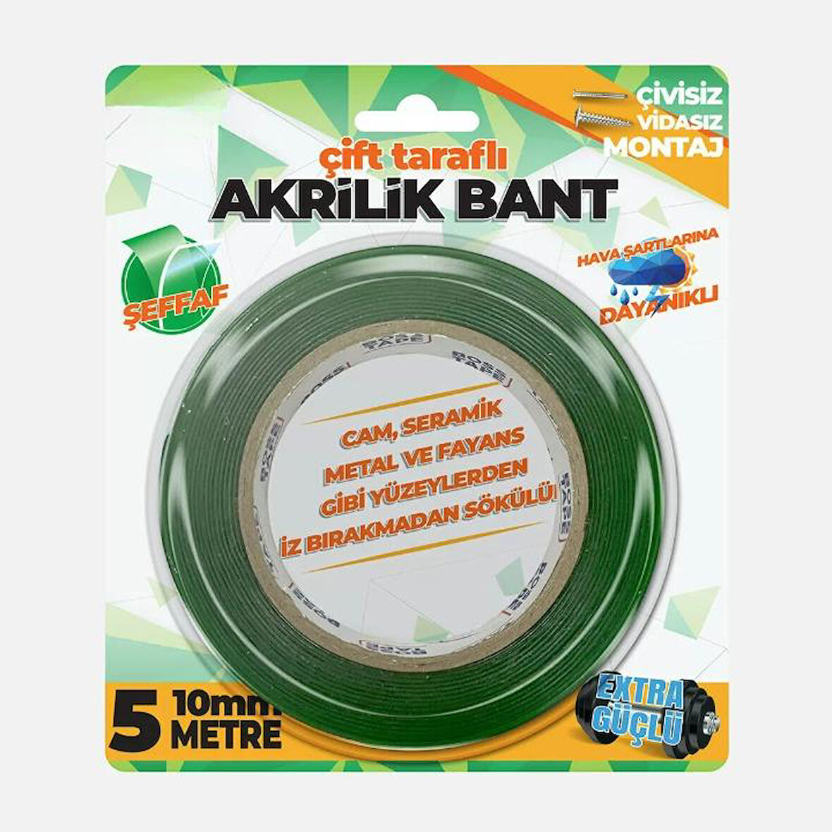 Çift Taraflı Akrilik (Silikonize) Şeffaf Montaj Bandı Extra