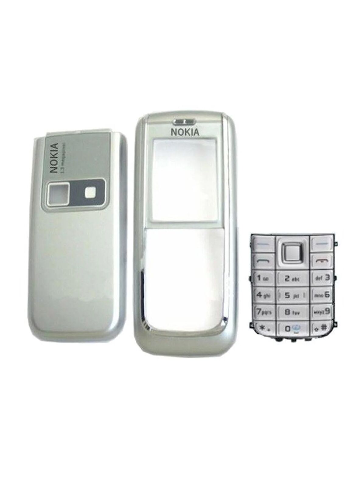 Nokia 6151 Kapak Nokia 6151 uyumlu Gri ön Kapak Arka Kapak ve Tuş Takımı