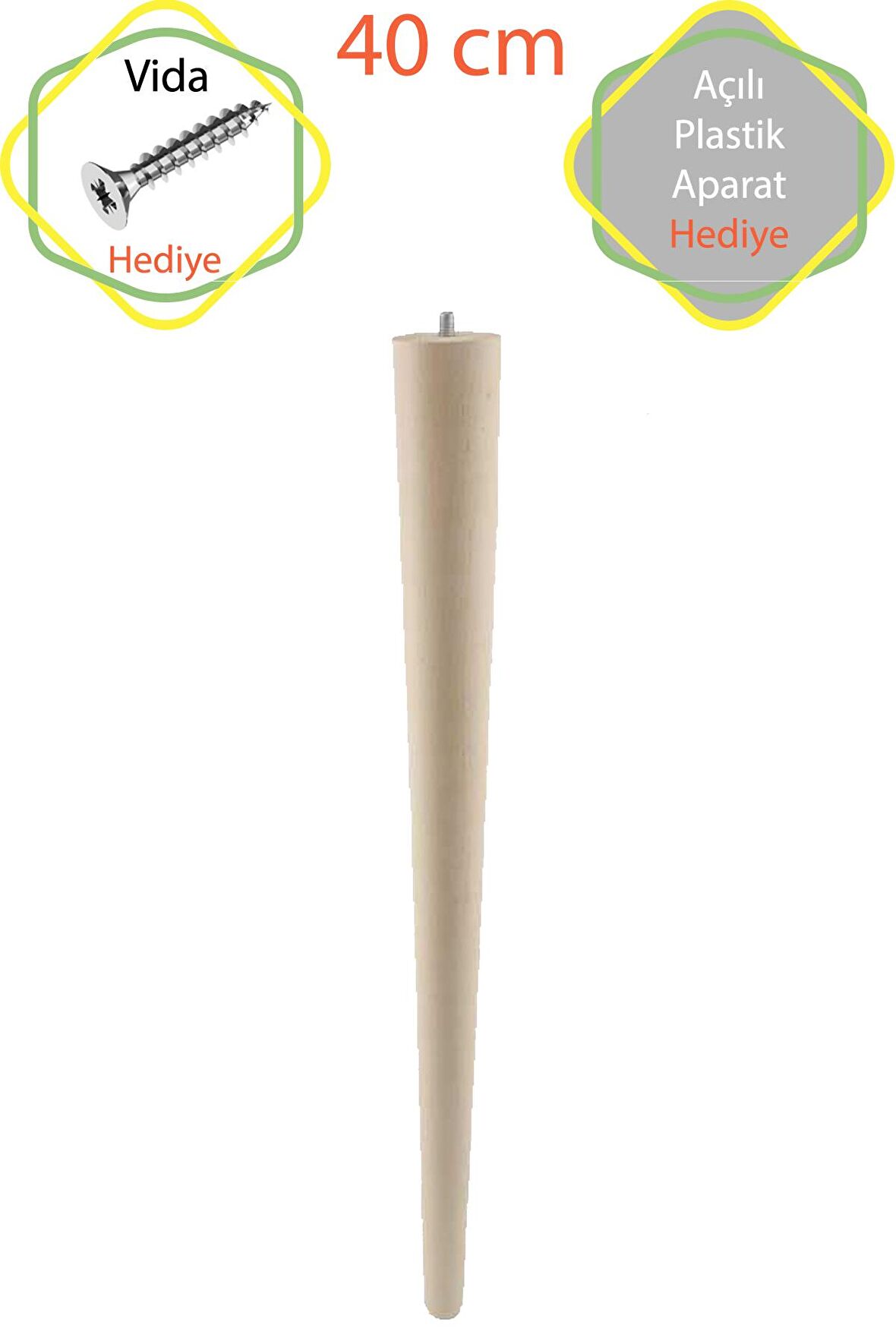 Evnalia 40 cm Ahşap Ham Ayak Kütük Masa Orta Sehpa Zigon Ayağı