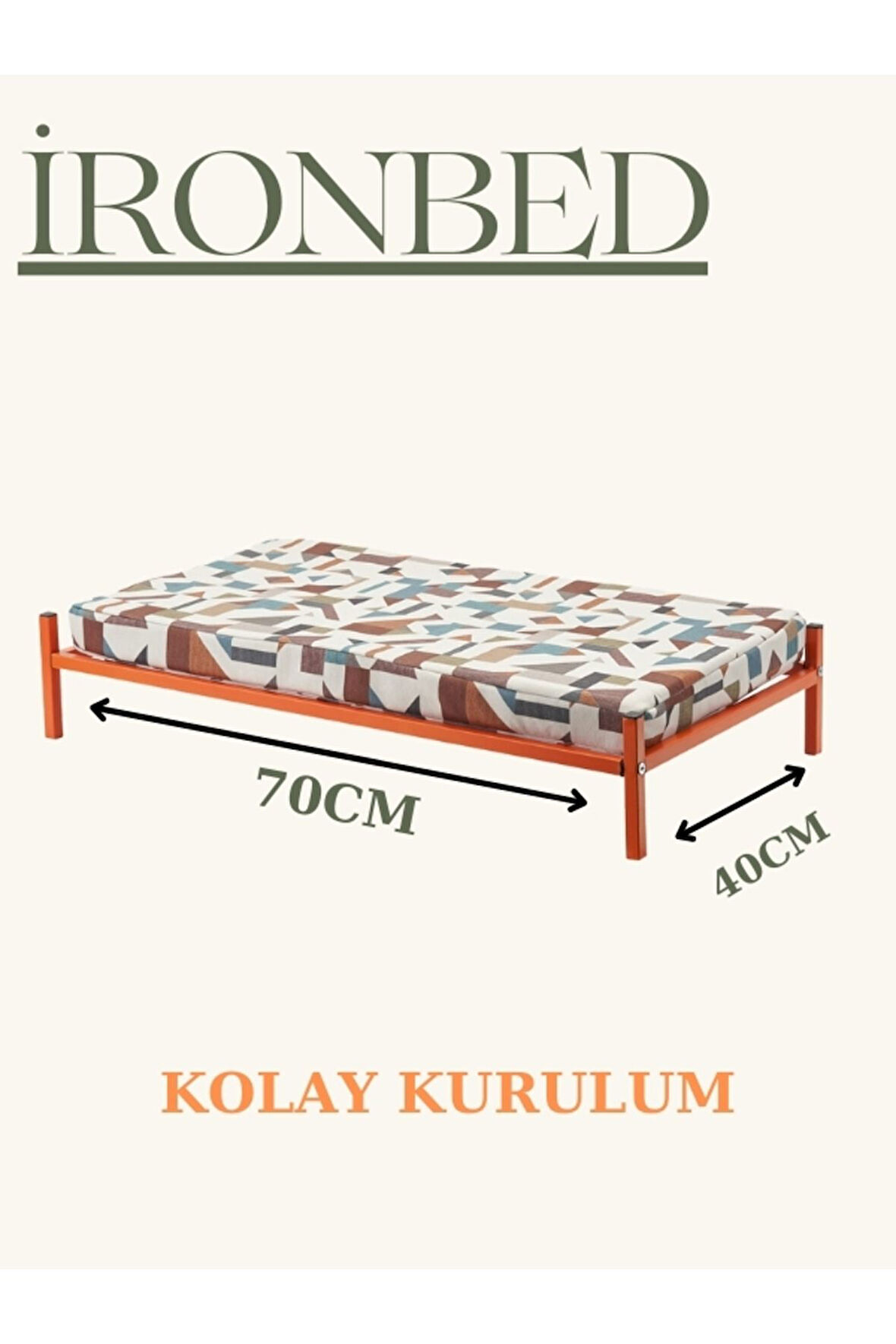 Kedi - Köpek Yatağı İronbed Model 40*70 Cm Şık Tasarım Rahat ve Yıkanabilir Minder Yatak Dahil