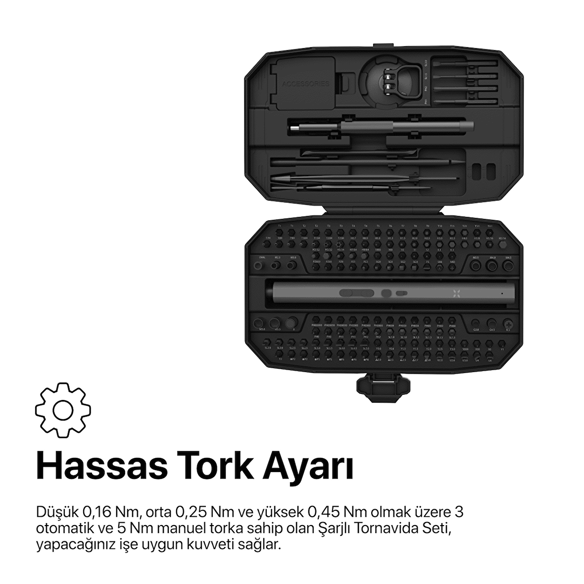 Otomatik Hassas Tornavida Seti 153 parça Şarjlı Tork Ayarı Laptop Telefon ve Gözlük Tamir Seti X6833