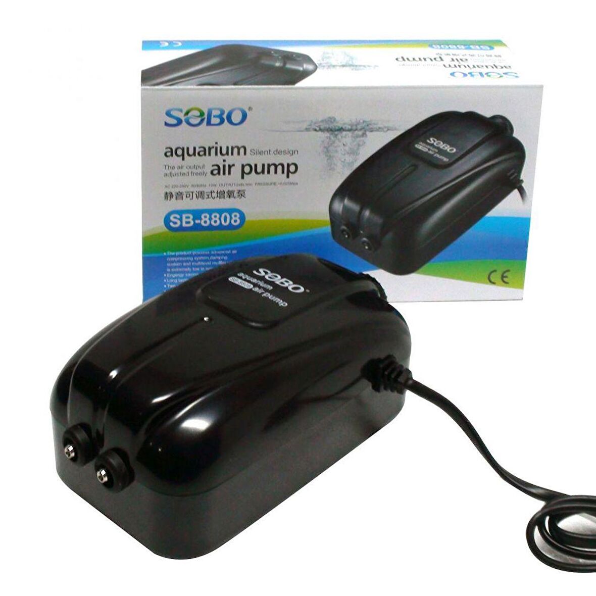 Sobo Ayarlanabilir Çift Çıkışlı Akvaryum Hava Motoru Sb-8808 10w