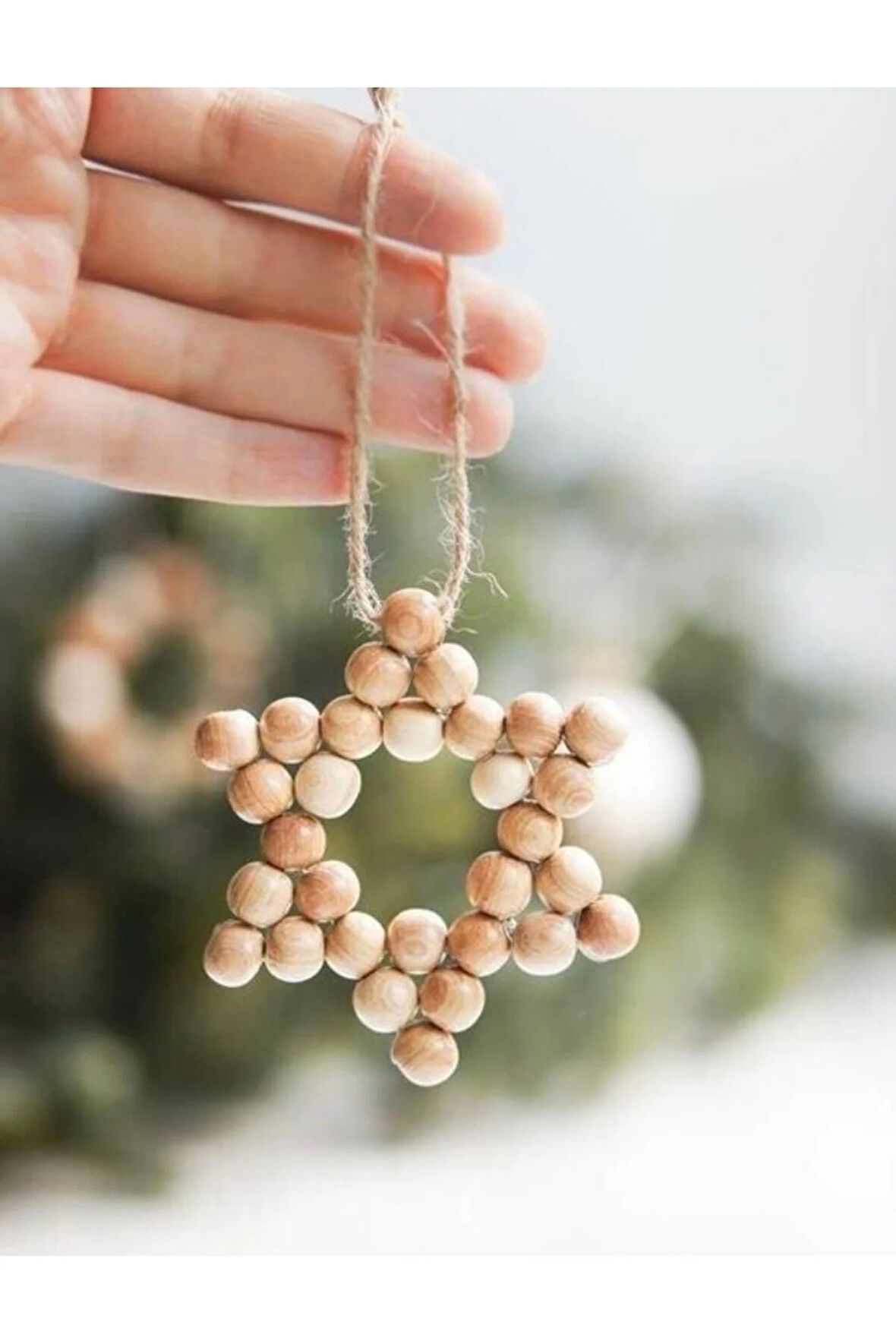 Dekoratif Ahşap Boncuklu 2 Li Set ,bebek Odası,mutfak Bohem Süs