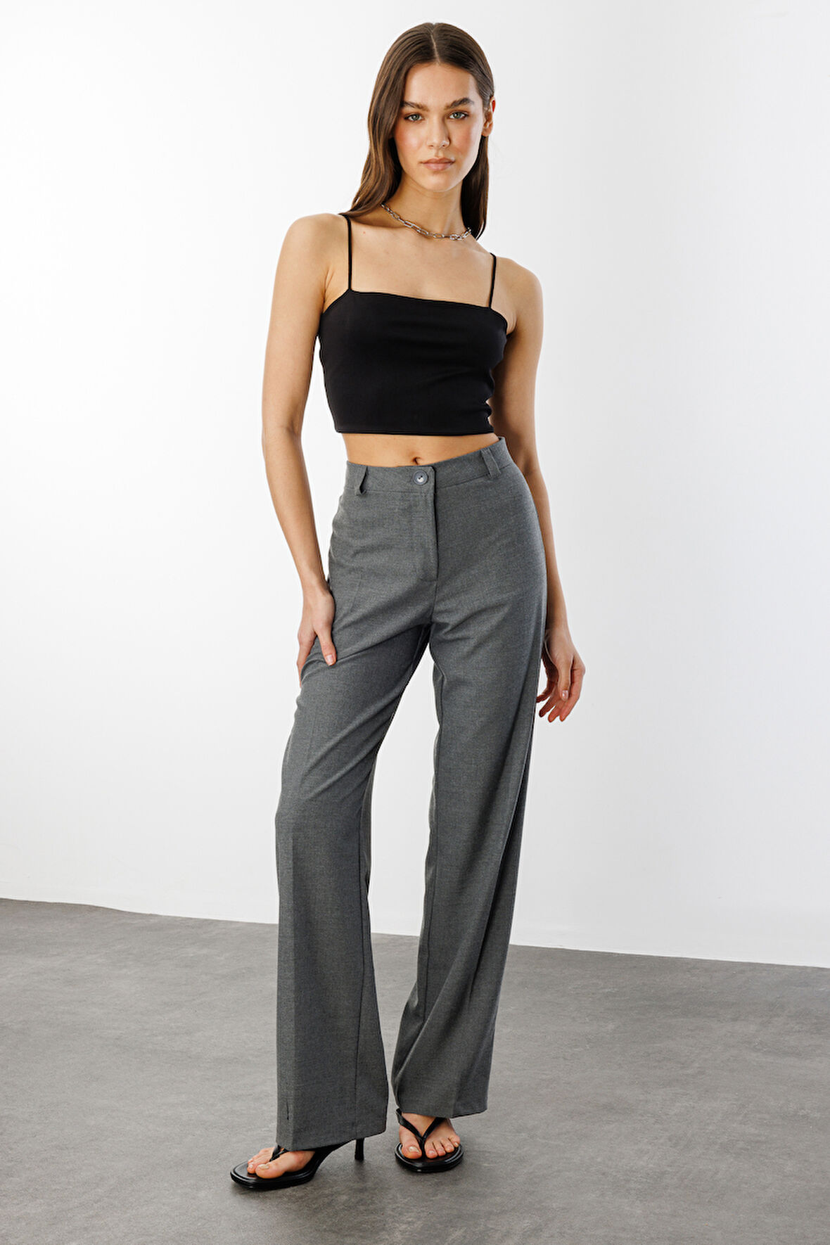  Kadın Yüksek Bel Wide Leg Kumaş Pantolon PANTOLON-004