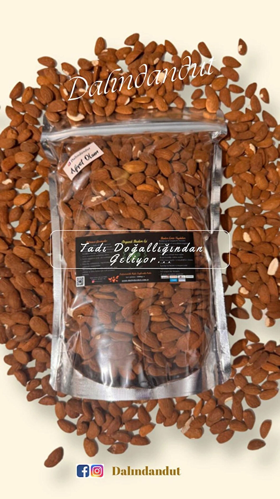 Yeni Mahsül Organik Doğal Badem Içi Çiğ (YERLİ) 250gr