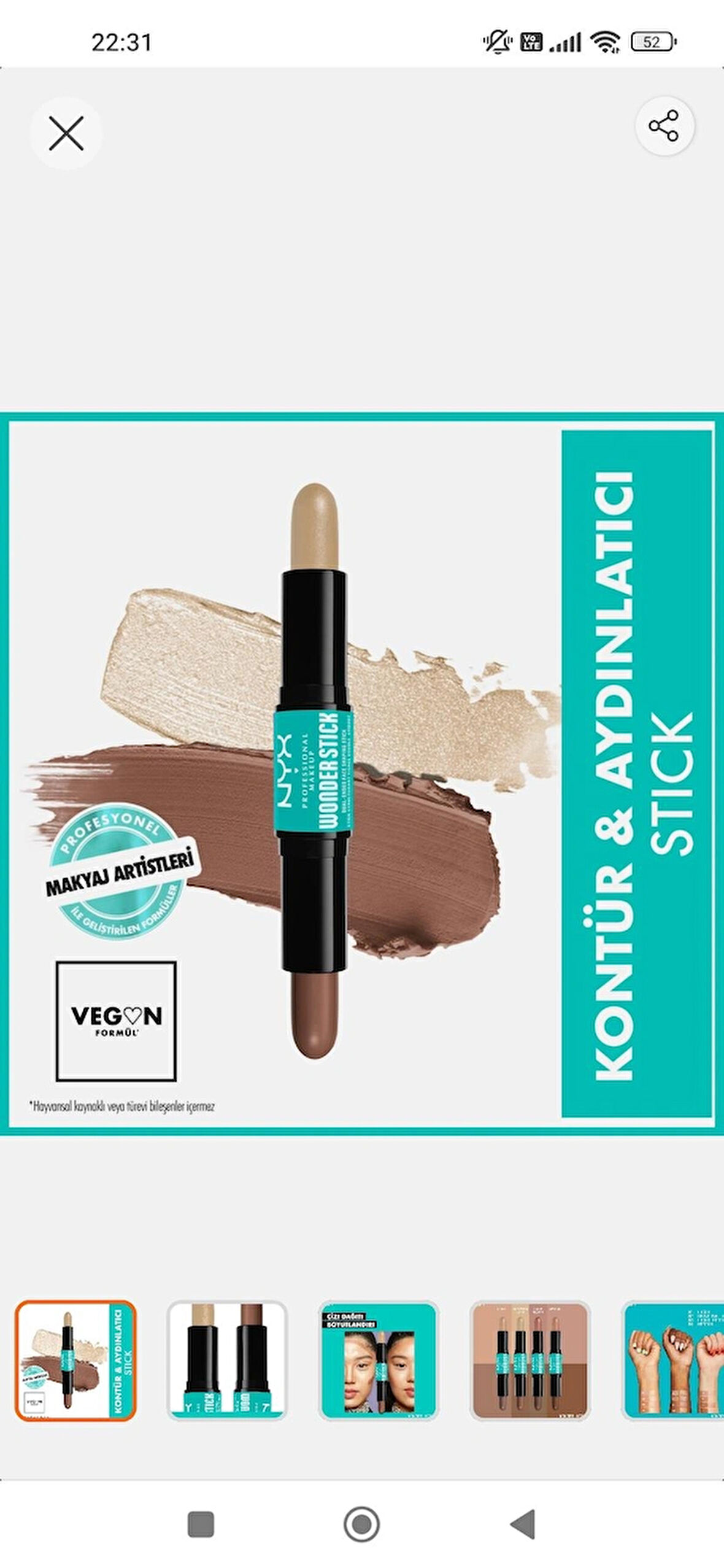 Nyx Professional Makeup Wonder Stick Çift Taraflı Krem Kontür & Highlighter Stick - Universal Light 
