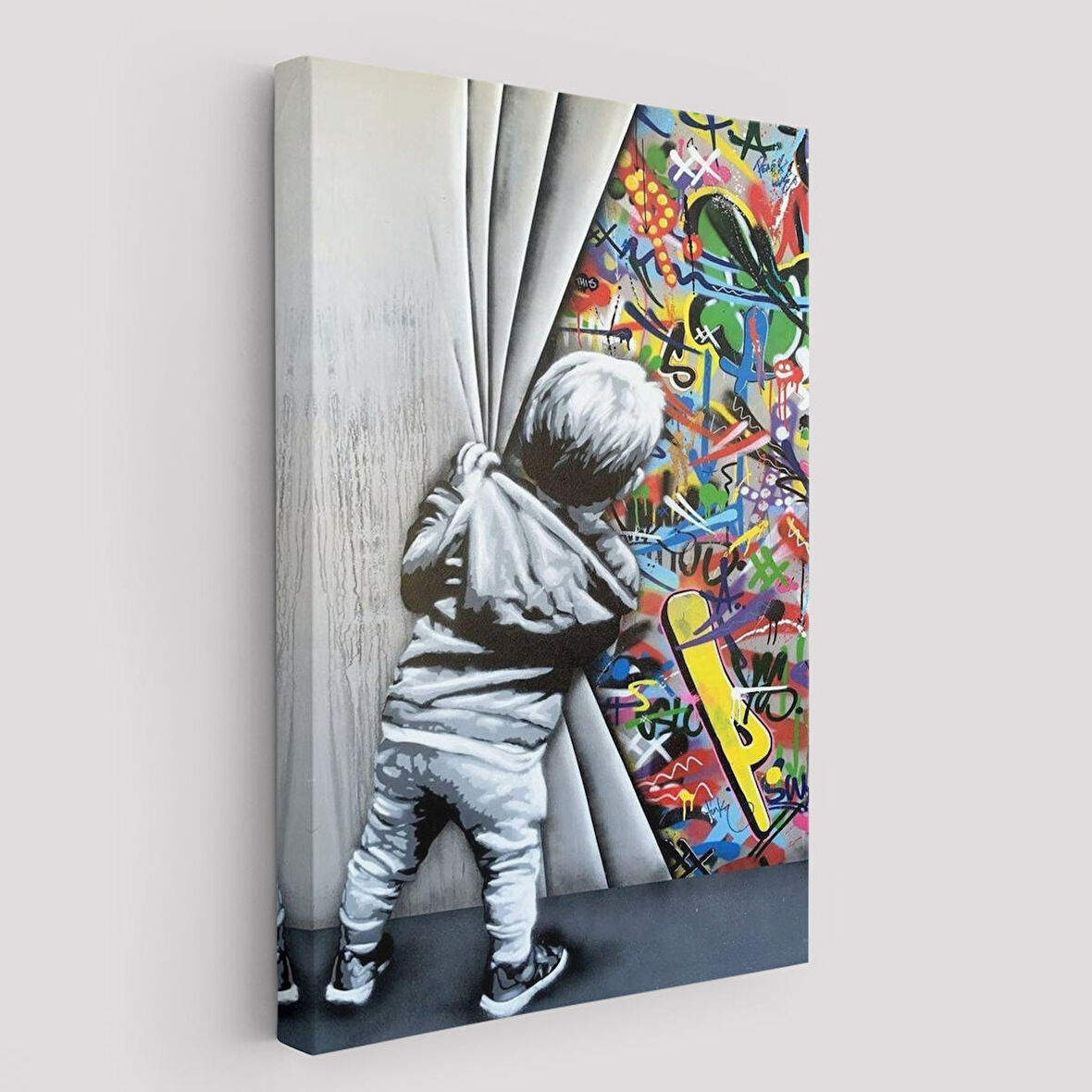 Bansky Tarzı Sokak Sanatı Dekoratif Duvar Tablosu -6168