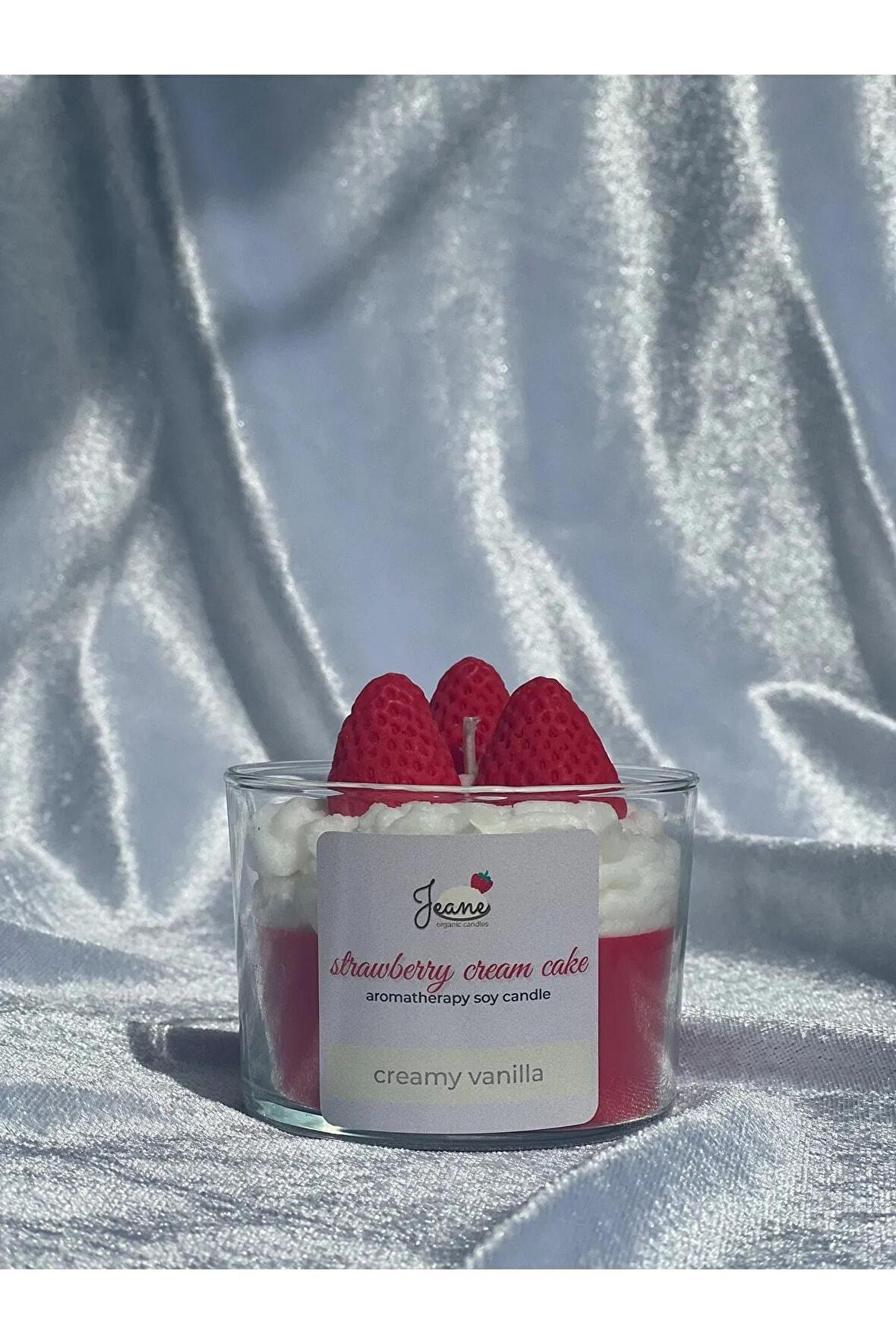 Strawberry Kırmızı Vanilya Kokulu Hediyelik Aromaterapi Mum Sevgiliye Tütsü Arınma Akış