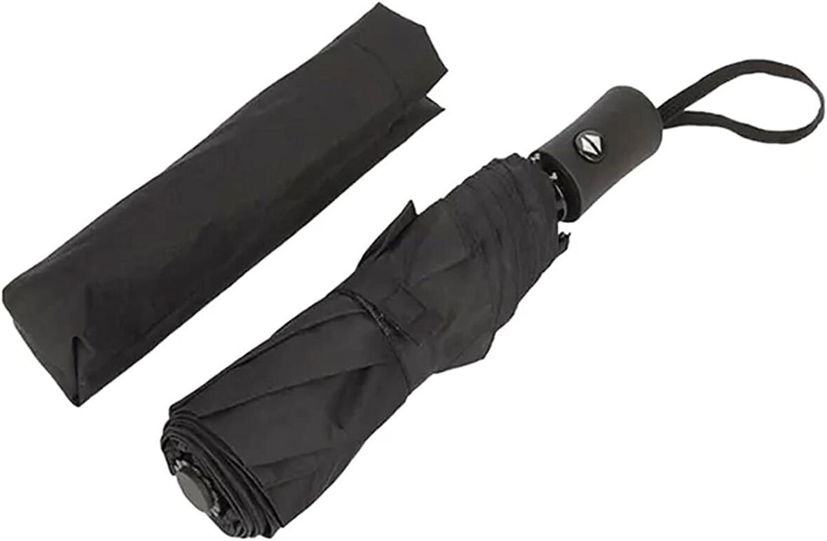 Microcase Unisex Tam Otomatik İçi Yaylı 8 Telli Rüzgar Korumalı Rüzgarda Kırılmayan Su Geçirmez Dayanıklı Şemsiye SİYAH AL4662