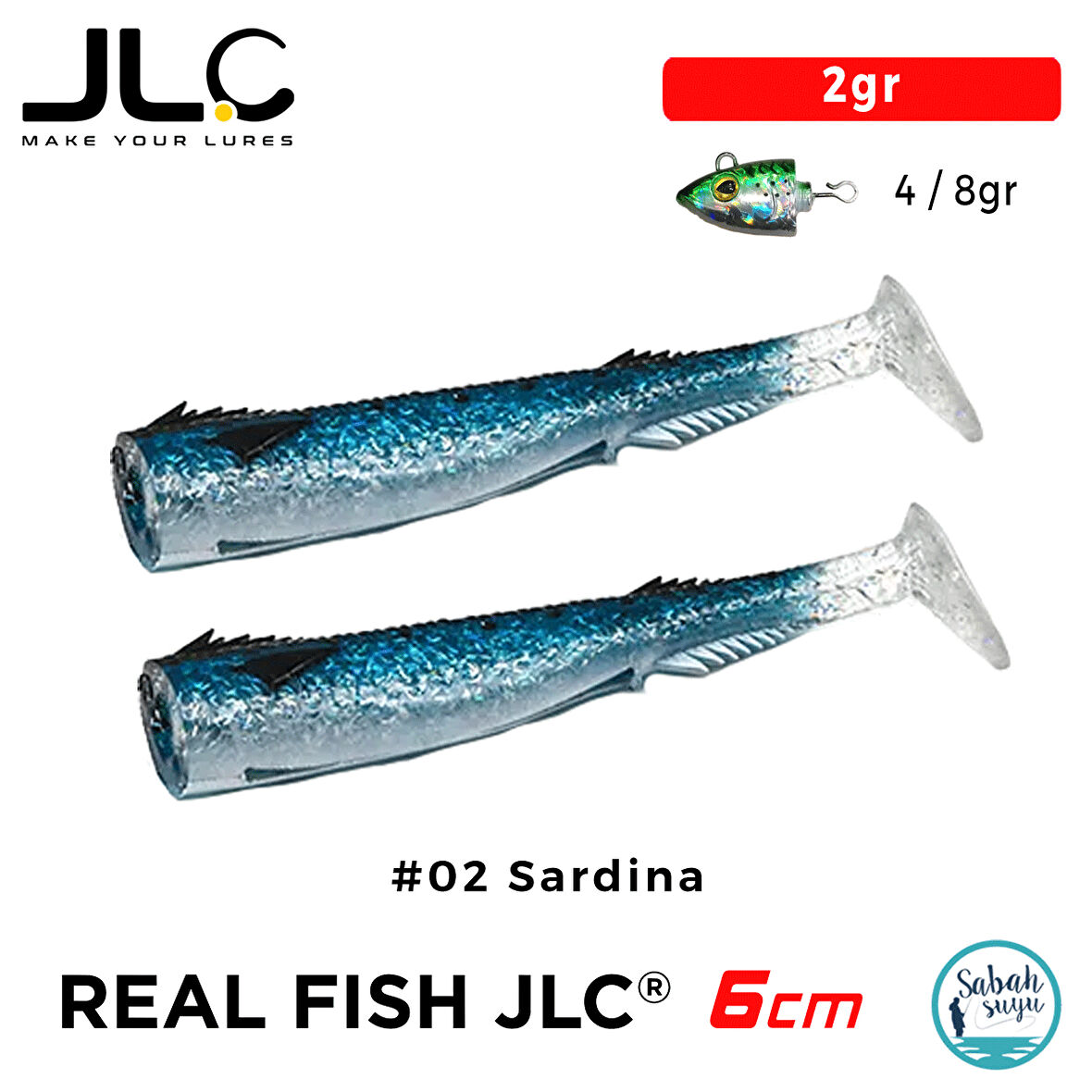 JLC Real Fish 6cm 2gr #02 Sardina Silikon Kuyruk (2 Adet)