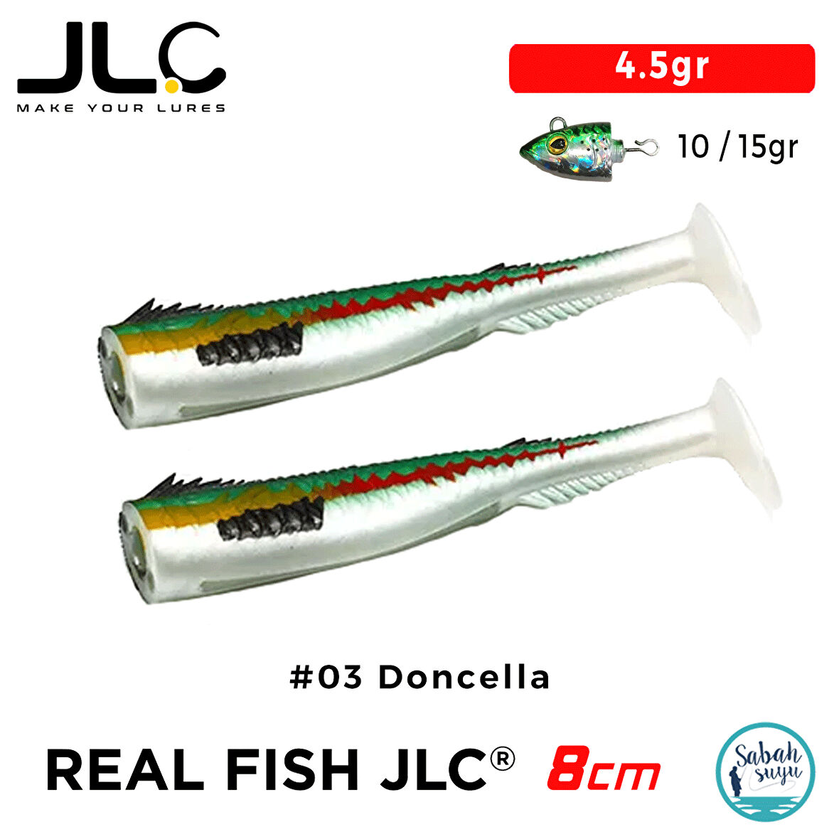 JLC Real Fish 8cm 4.5gr #03 Doncella Silikon Kuyruk (2 Adet)