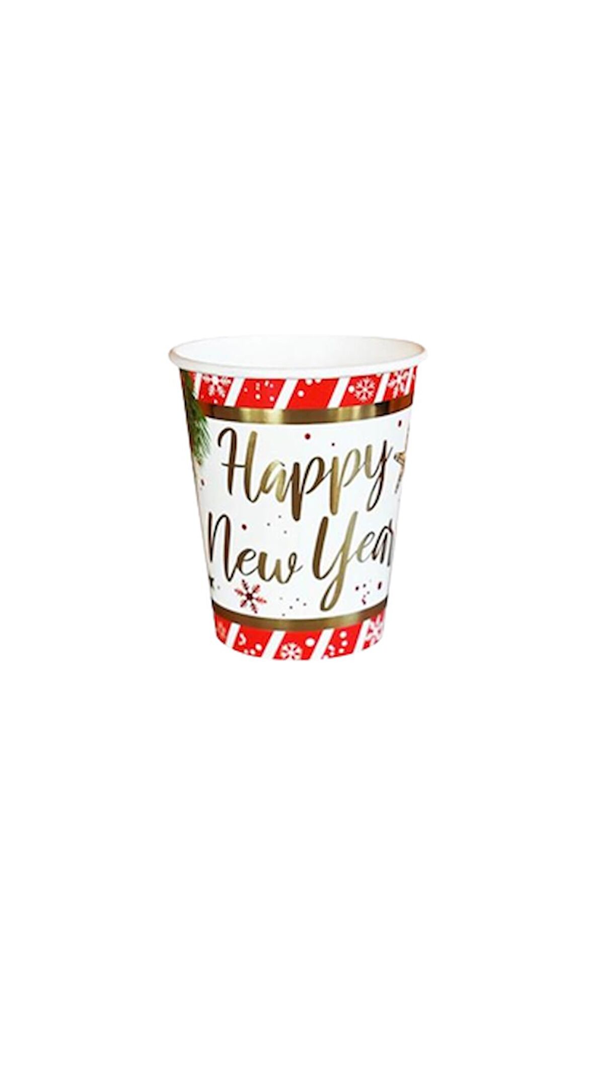 YILBAŞI BARDAK VARAK BASKILI HAPPY NEW YEAR 6'LI 220/240 CC