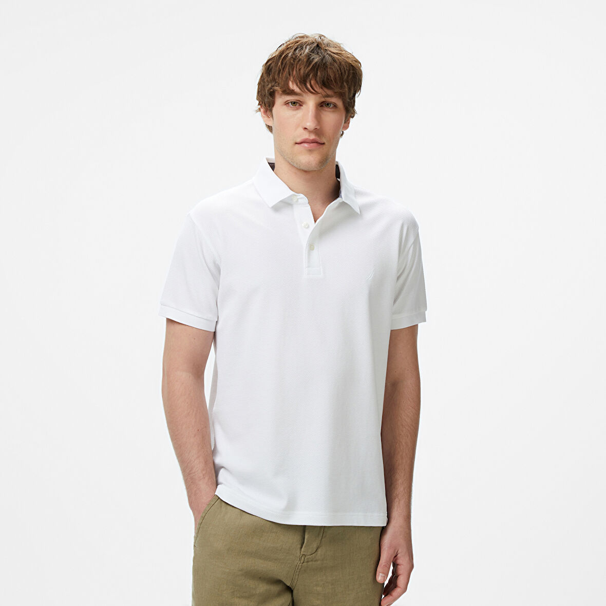 Nautica Erkek Beyaz Classic Fit Polo Yaka T-Shirt