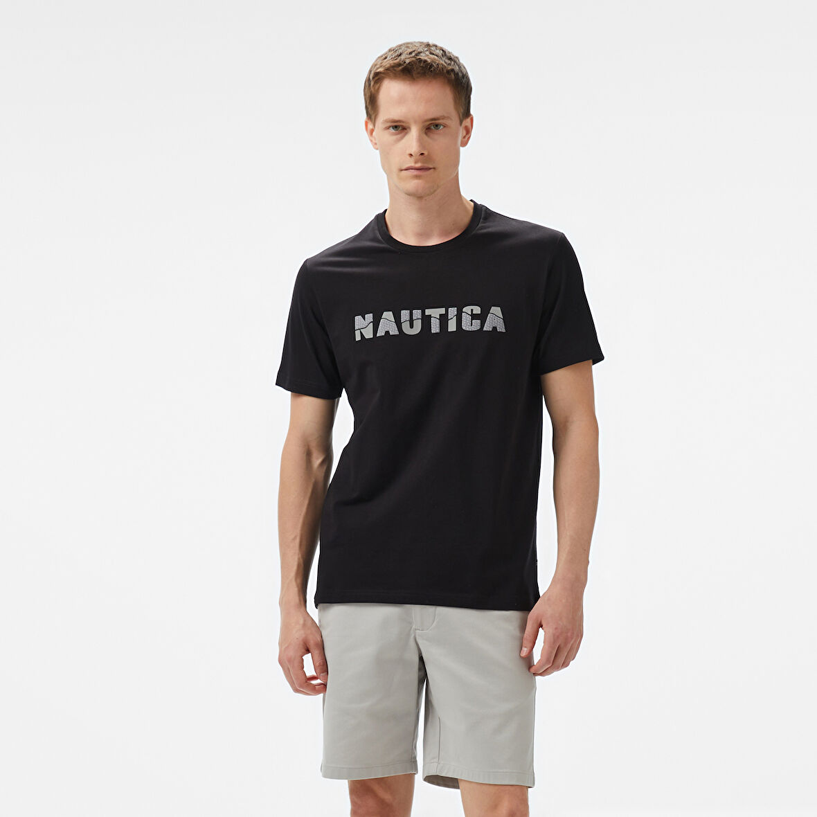 Nautica Erkek Siyah Regular Fit Baskılı T-Shirt