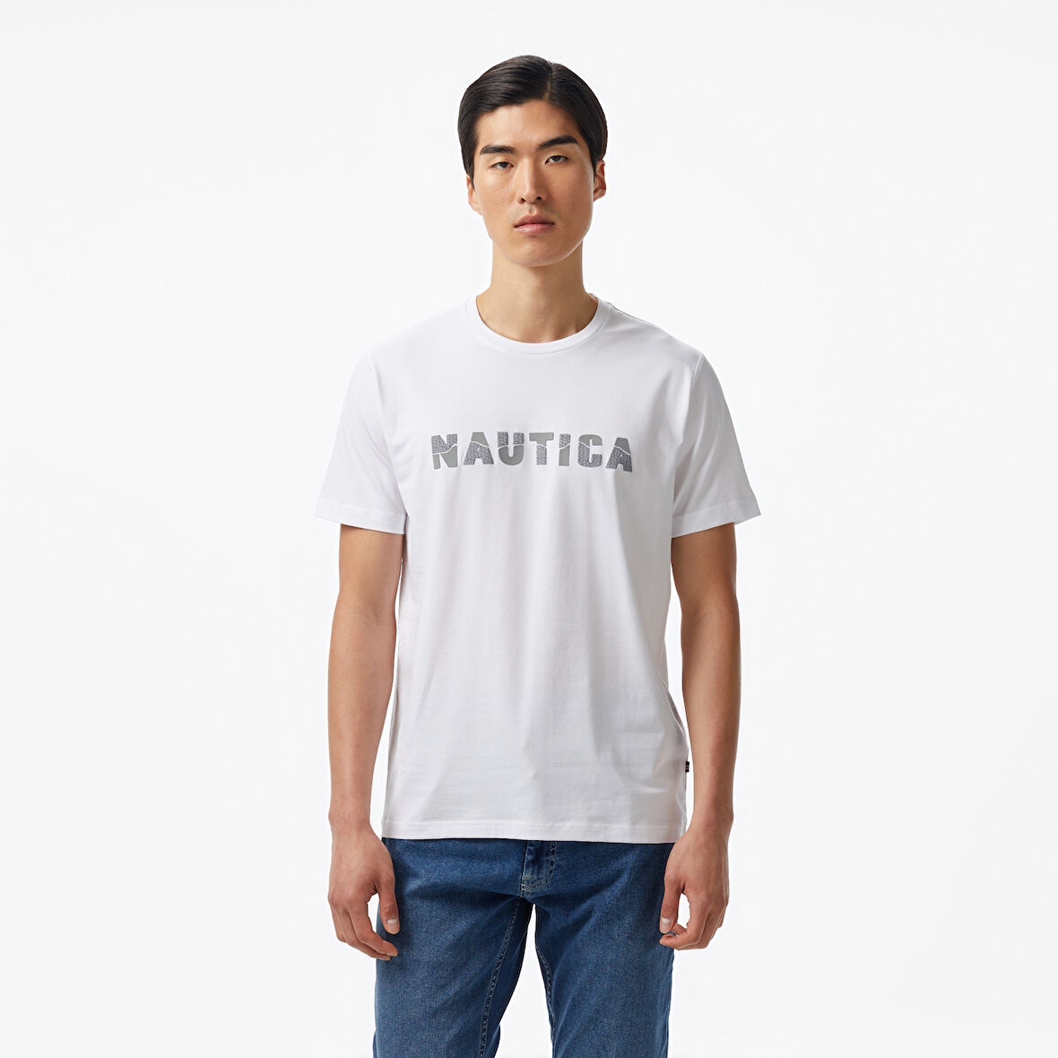 Nautica Erkek Beyaz Regular Fit Baskılı T-Shirt