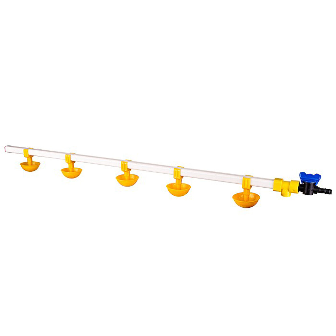 TavPet Civcivler İçin Nipel Suluk Sistemi 100 cm 5 Nipelli Küçük Yaylı Çanaklı