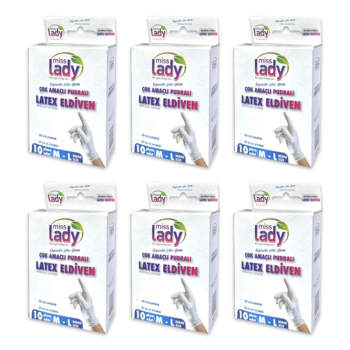Miss Lady Latex Eldiven 10 lu x 6 Paket 
