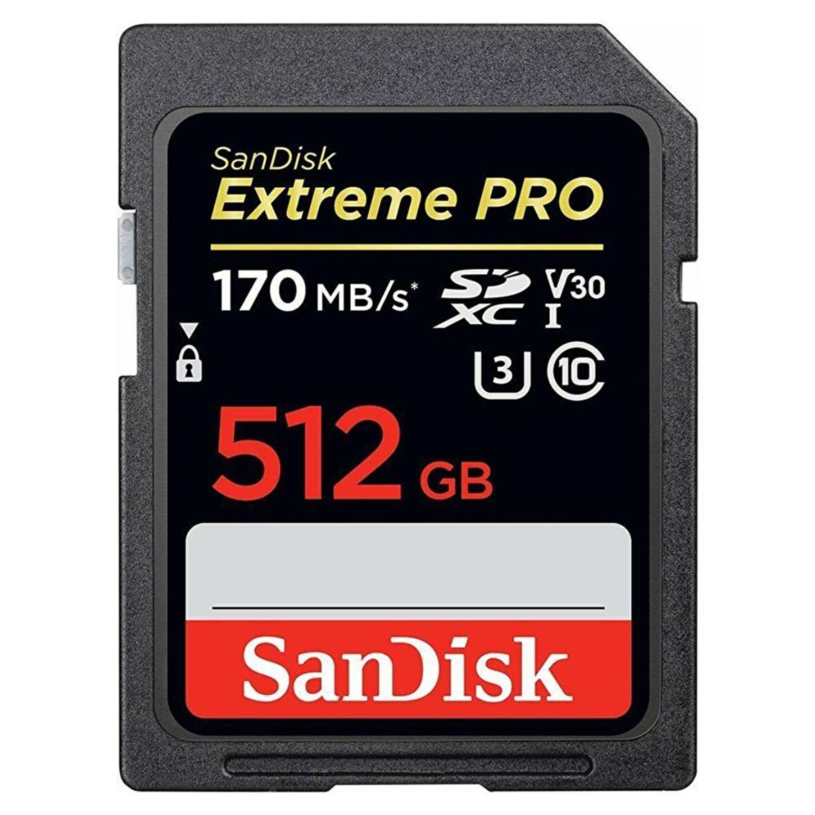 SanDisk Extreme Pro 512 GB SDXC 170 MB/s V30 UHS-I U3 SD Kart