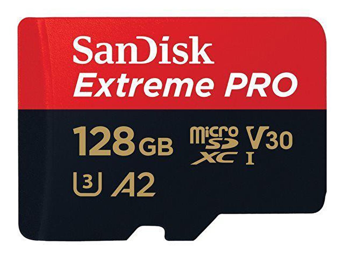 SanDisk Extreme Pro 128GB 200/90MB/s microSDXC UHS-I A2 V30 Adaptörlü Hafıza Kartı SDSQXCD-128G-GN6MA