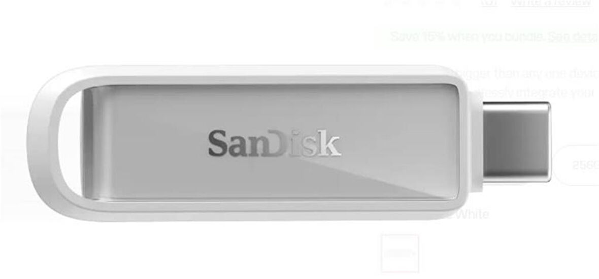 Sandisk SDIXS0N-128G-GN6NE 128GB Phone Drive with USB-C-128GB (Arctic White) Flash Bellek