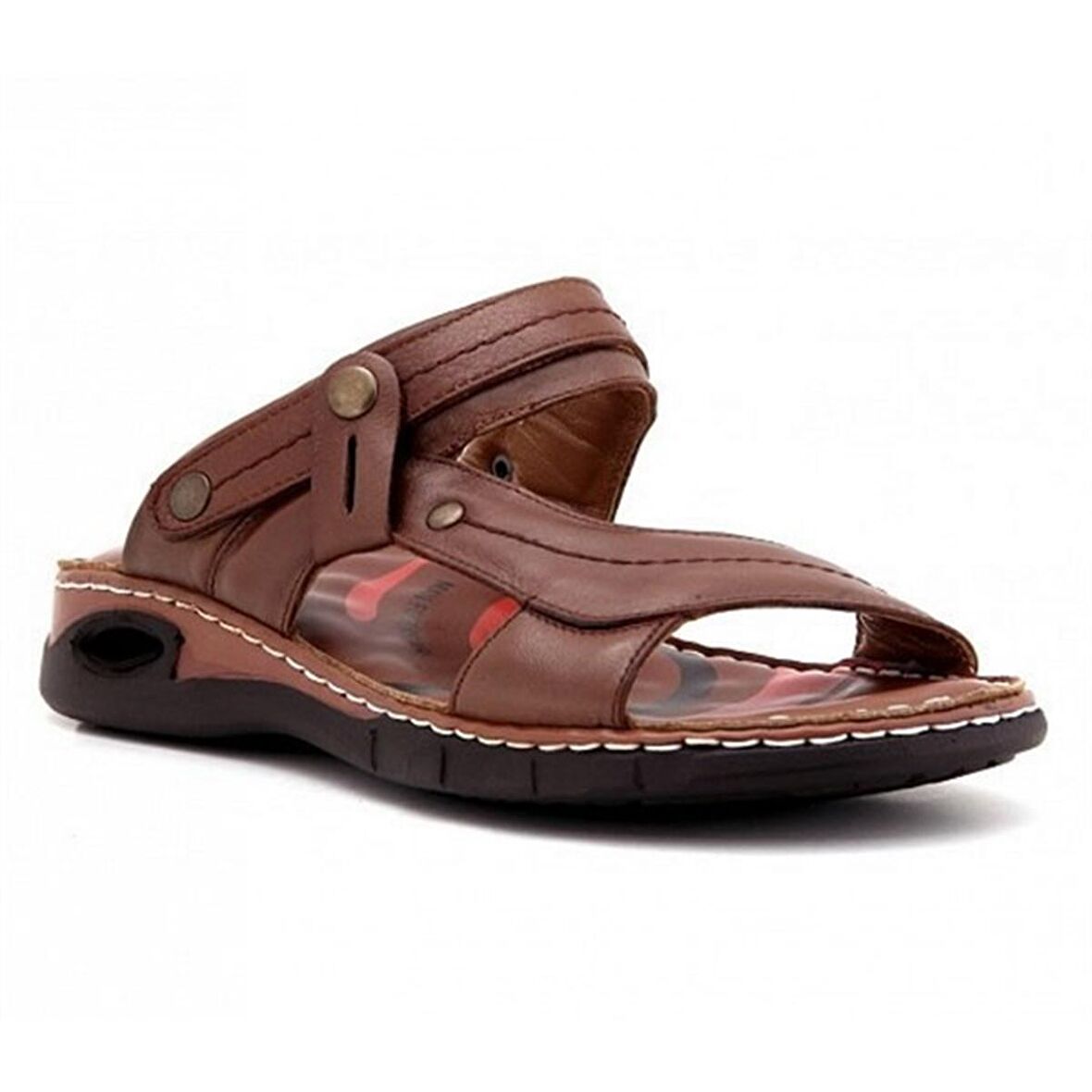 Ural Forelli Günlük Erkek Anatomik Deri Sandalet-Taba
